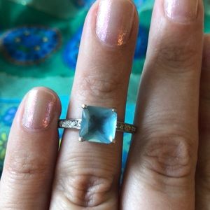 Blue topaz silver ring